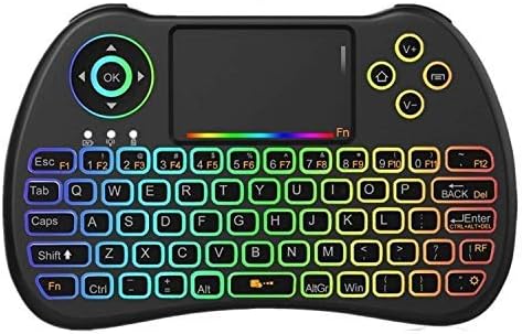 New! 2018 Rainbow Backlit 2.4GHz Mini Wireless Remote Keyboard and Mouse with Touchpad, USB Rechargeable with Li-ion Battery for Google Android TV Box, PC, HTPC, X-Box, Raspberry Pi 3