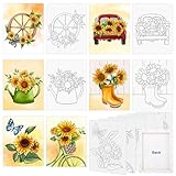 COCHIE 6 Pack 8x10 Inches Summer Sunflower Pre Drawn Canvas to Paint for Sip and Paint Party, Pre Printed Framed Canvases Set, Sunflowers Pre Sketched Canvas for Painting for Adults Kids