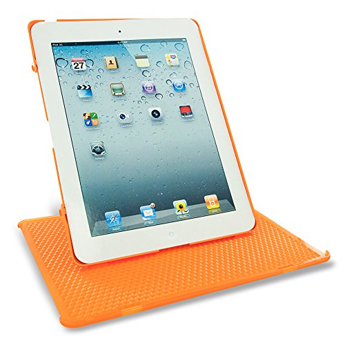 KEYDEX iPad 3, New iPad 3rd Generation Back Hard Case with Cover - Slim-Fit Genius Cover Rotating Stand Case - Orange