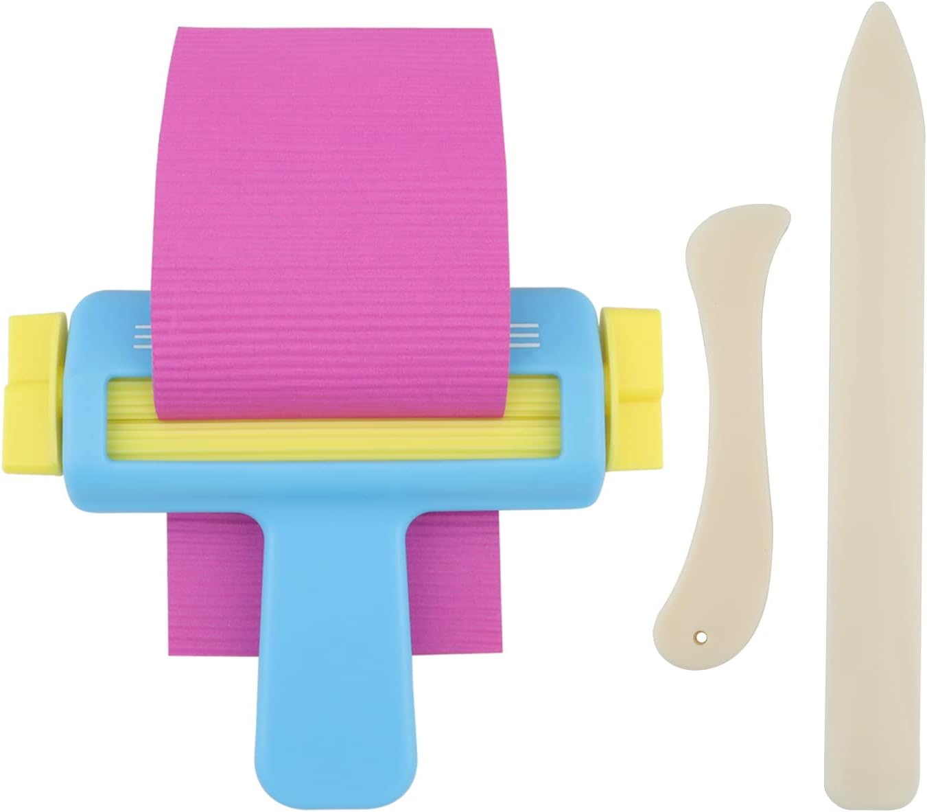 Paper Crimper for Crafts, Wave Paper Crimper with Bone Folder Tool for Card Stock, DIY Arts and Scrapbooking(3 Pack)
