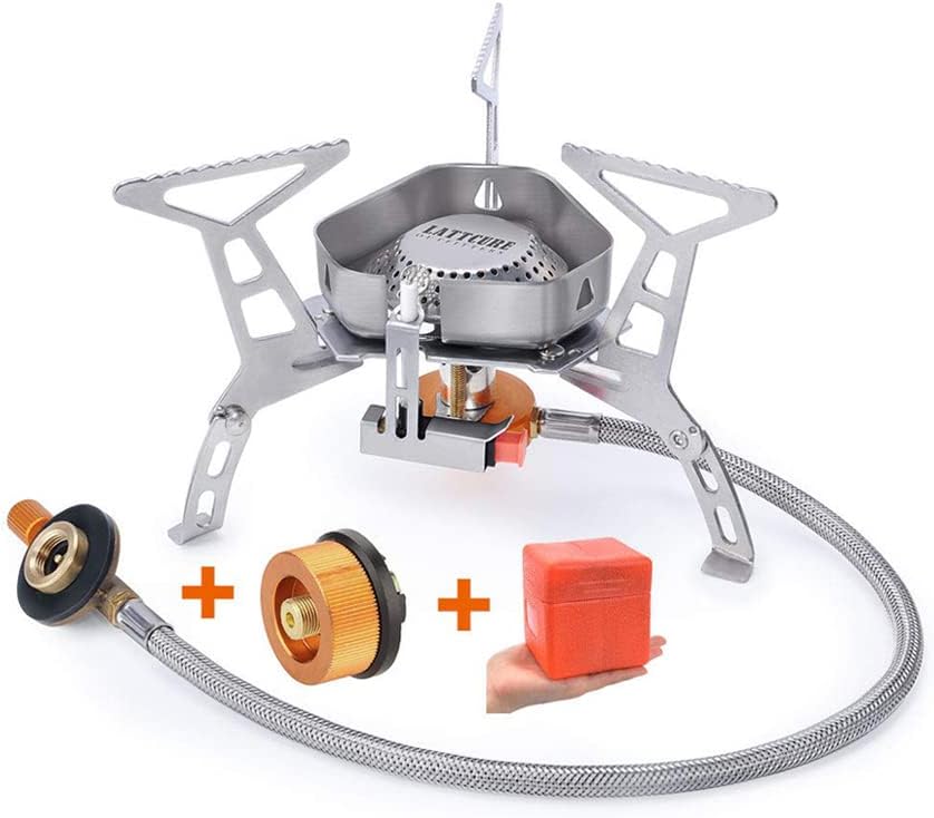 Camping Gas Stove 3500W Windproof Foldable Gas Stove Backpacking Stoves Ultralight Portable Gas Cooke with Piezo Ignition and Storage Box Gas Burner for Outdoor Camping Picnic