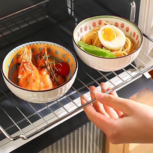Image of Premium Ceramic Bowls Set of 6 for Kitchen & Dining | Microwave Safe Serving Bowls for Soup, Snacks, Salad, Ice Cream, Pasta & Cereal | Dishwasher Safe Multicolor Bowls
