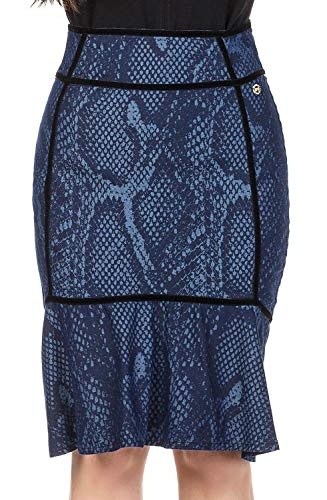 Saia Sino Azul Marinho Estampada Dyork Jeans