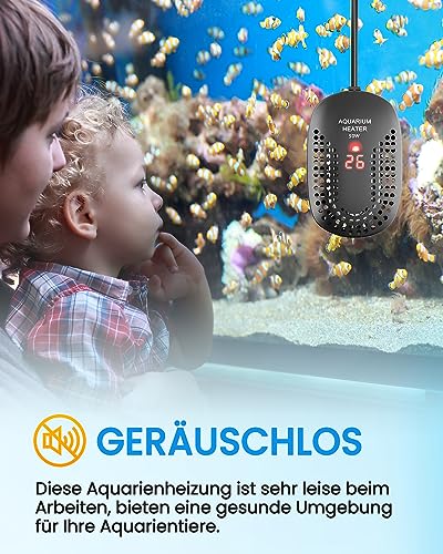 DoRight 50W Aquarium Heizung 50L Ultra Heizung Aquarienheizung mit Thermometer Intelligente Digitale LED Temperaturanzeige, Übertemperaturschutz, Externer Temperaturregler, Thermostat für Betta