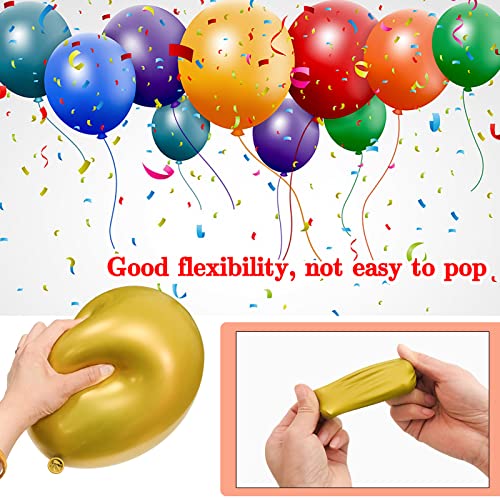 Image of Royal Red & Gold Latex Balloons - 12 Inch, Metallic Gold, Confetti Mix with Ribbon - 50 Pack for Birthday, Wedding, Baby Shower Parties