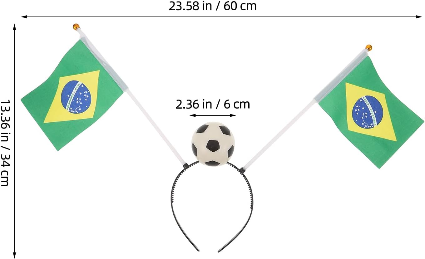 LUOZZY 4pcs Soccer Headband International World Flags Boppers Sports Party Favors Hair Bands for Game Day Accessory Women Men School Team Spirit Fans Supplies (Brazil)