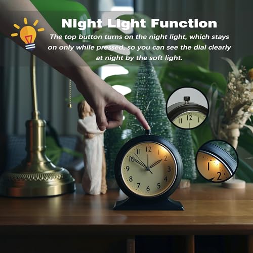 image for AYRELY® 4-inch Battery Operated Alarm Clock Silent Analog Desk Clocks