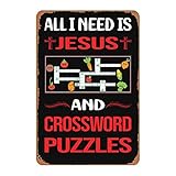 Funny Jesus Crossword Puzzles Metal Signs Vintage Man Cave Bathroom Garden Bar Kitchen School Gift 8x12inch