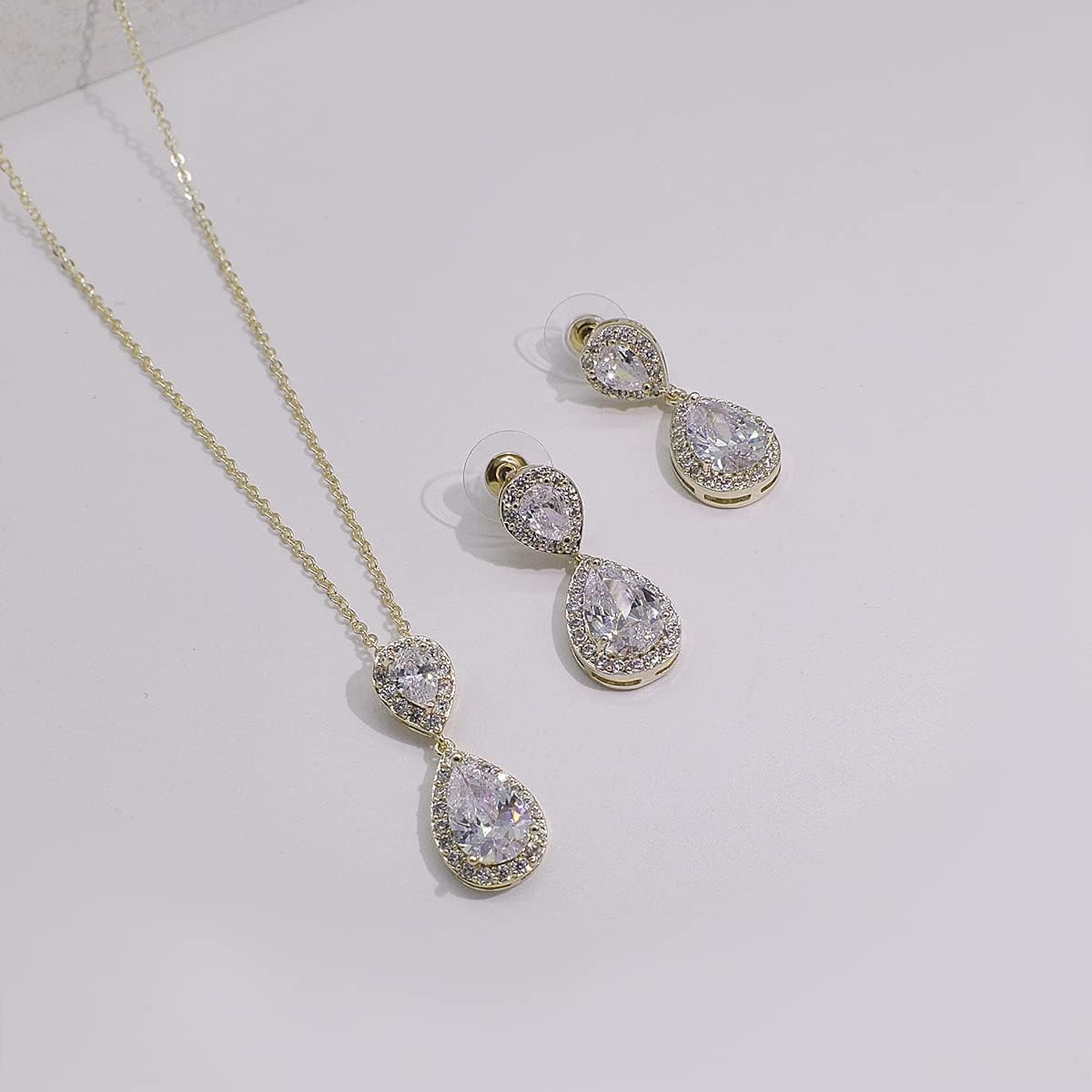 UDYLGOON UDORA Teardrop Cubic Zirconia Drop Earrings Necklace Bridal Jewelry Sets Wedding Prom Gifts For Bridesmaid - Image 7