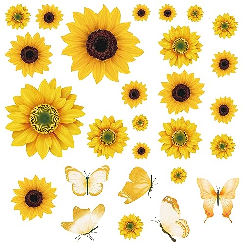 AOWDIAO Sunflower Peel and Stick Wall Decals Sunflower Decorations for Bedroom Kitchen Bathroom Living Room
