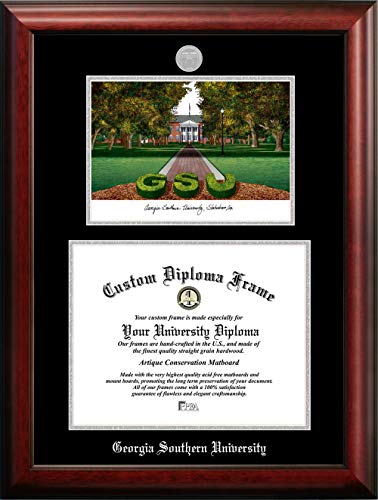Campus Images NCAA Georgia Southern Eagles Unisex Silver Medallion Frame Georgia Southern 15w x 12h Silver Embossed Diploma Frame Lithograph, Brown, One Size