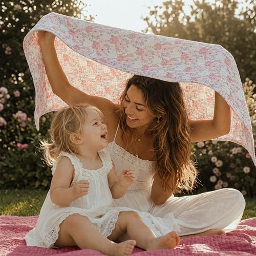 Image of GLLQUEN BABY Muslin Swaddle Blankets for Newborn Girls, Large 40''x38'' | 3Pk, 100% cotton, ultra soft and breathable, gentle on sensitive newborn skin, Multi-use as swaddle wrap, receiving blankets