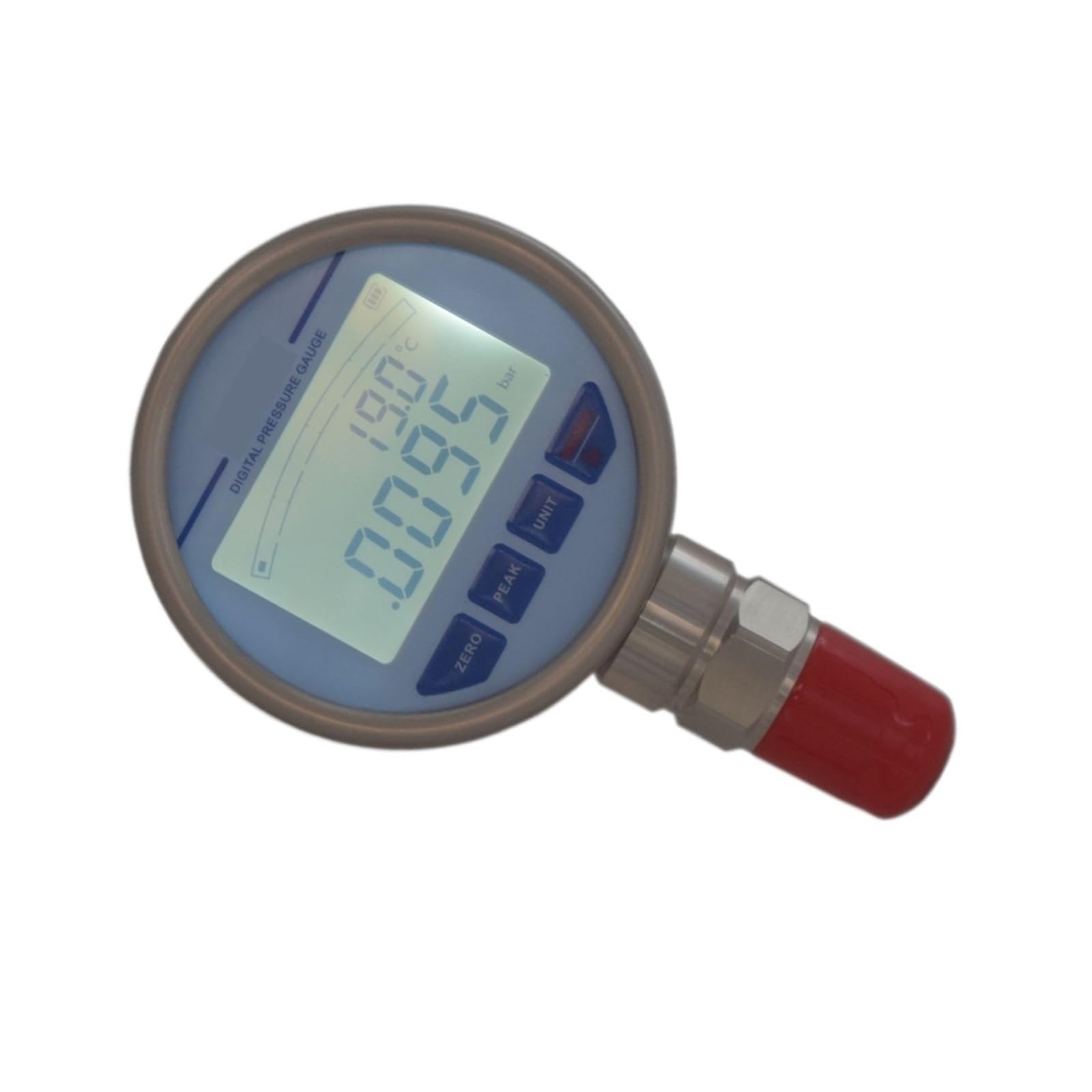 Digitales Manometer, Manometer, LCD-Hintergrundbeleuchtung, Temperaturmessung for Öl, Wasser, Manometer aus Edelstahl(0-100Kpa)