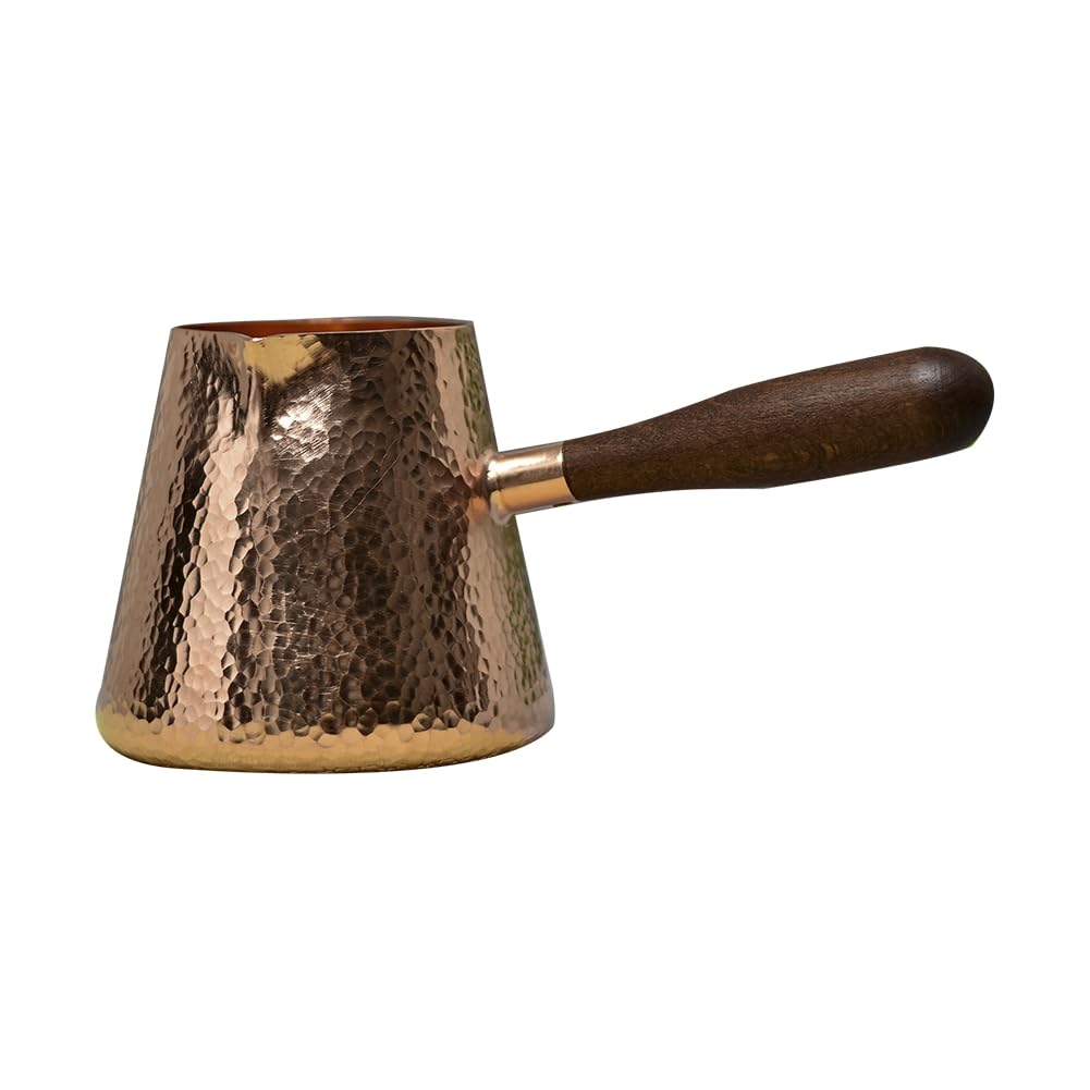 CTRLZS 500ml Pure Copper Latte Pitcher Milk Jug with Wooden Handle Kettles Hammer Handcraft Drinkware Tableware