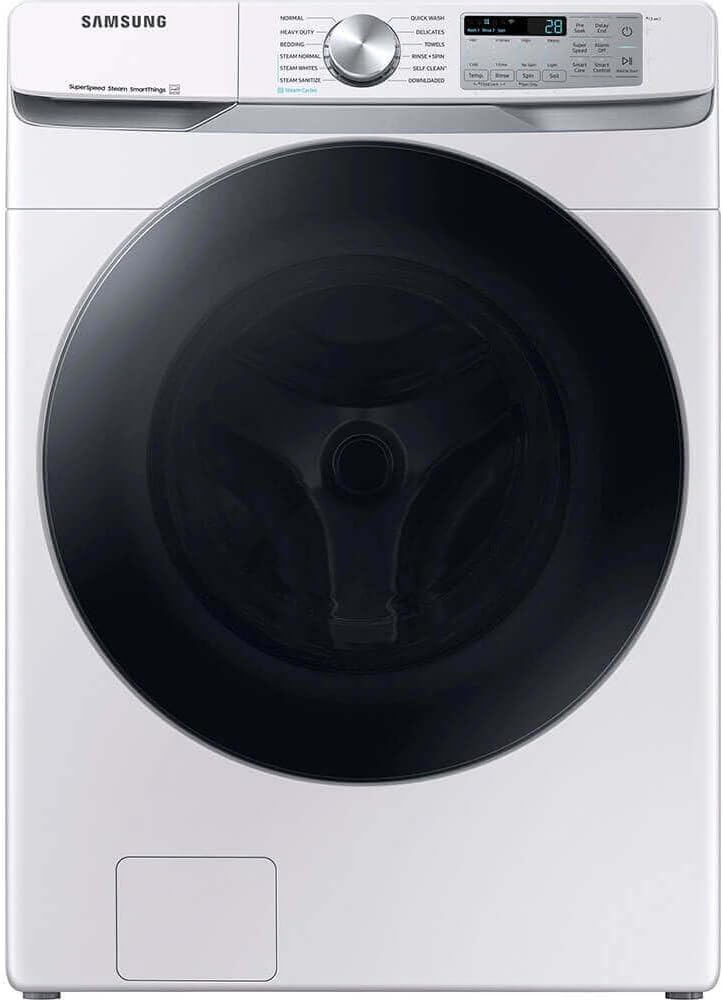Samsung White Smart Front Load Washer and Dryer Set with Stainless Steel Drum
