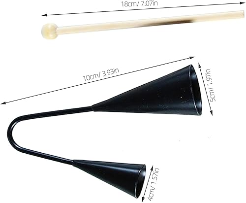 Miniatura 2 de VICASKY Instrumento de campana tradicional, percusión de mano, agogo, educativo, para niños, campana de agogo con palo de madera, instrumento de
