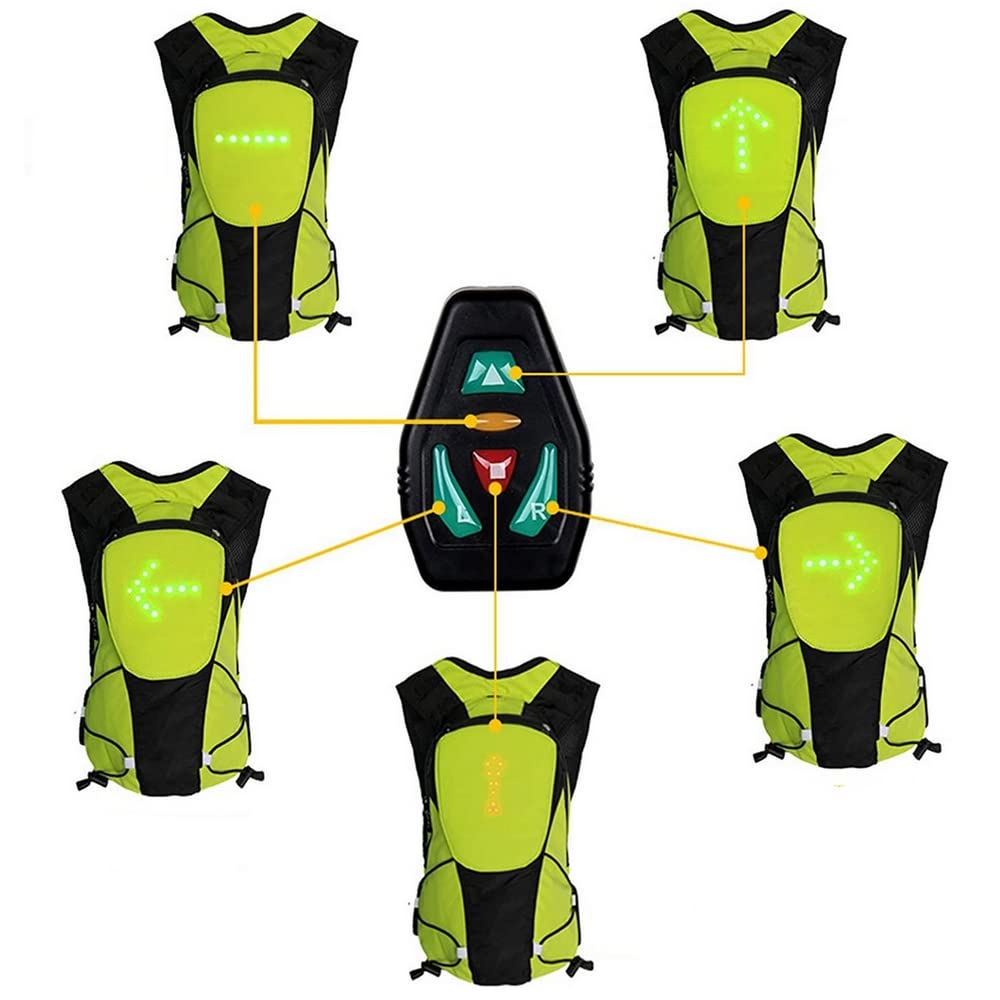 Sac à Dos 5L à 48 LEDs Clignotant réfléchissant avec Signalisation de Direction pour Vélo et Trottinette. Télécommande et USB Rechargeable. Vendeur français et stock en France