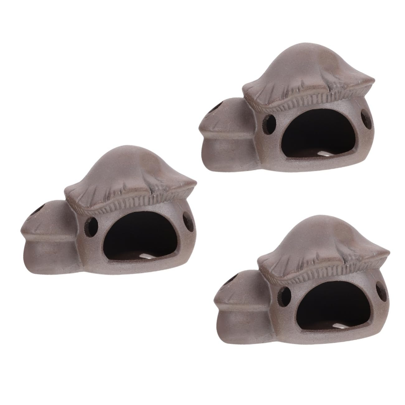 FRCOLOR Lot de 3 Mini Pots en Argile pour Aquarium - Cachette pour Poissons - Cachette pour crevettes - Cachette pour Perroquet - Argile Violette