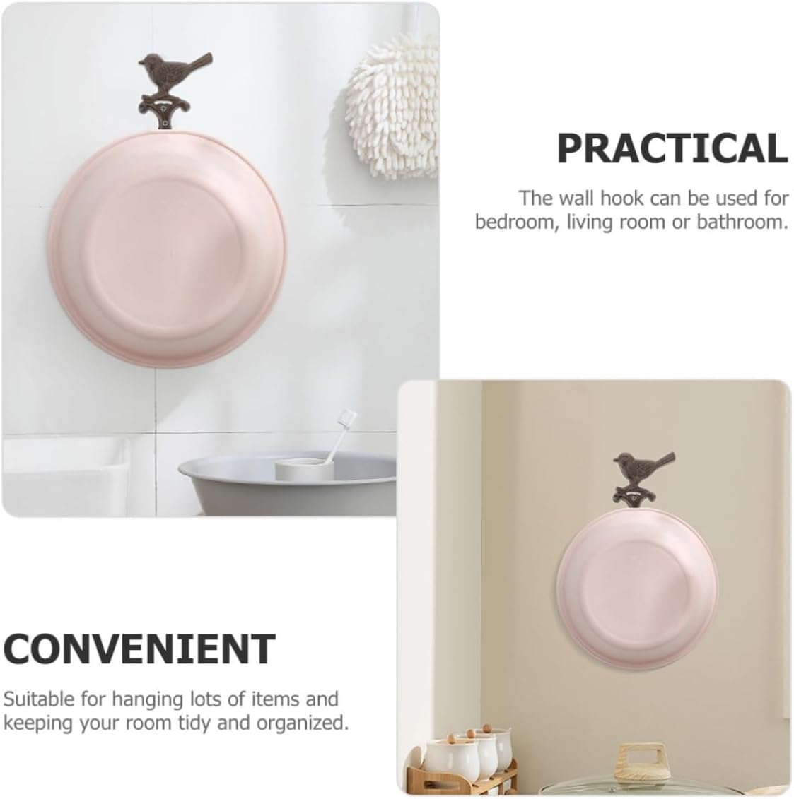 MAGICLULU 2pcs Vintage Bird Shape Coat Hooks Made of Sturdy Iron, Space-Saving Decorative Wall Mounted Hangers for Living Room, Bathroom, or Entryway
