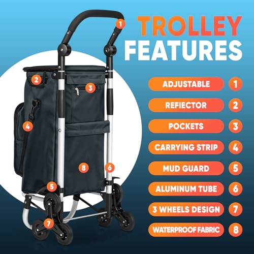 wuuhoo® Pro Einkaufstrolley Buddy - Klappbar und leicht - Thermo-Isolierung - wasserabweisend - 3-Räder-System - Aluminium anthrazit – Bild 6