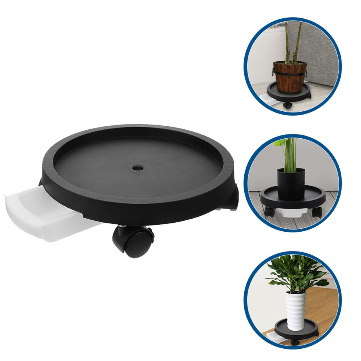 Gatuida Blumentopf Roller mit 360°-Rollen Pflanzenständer für Innen und Außen Schwarzes Kunststoff Tablett 34,3 X 34,3cm Schützt Boden vor Wasser und Erde