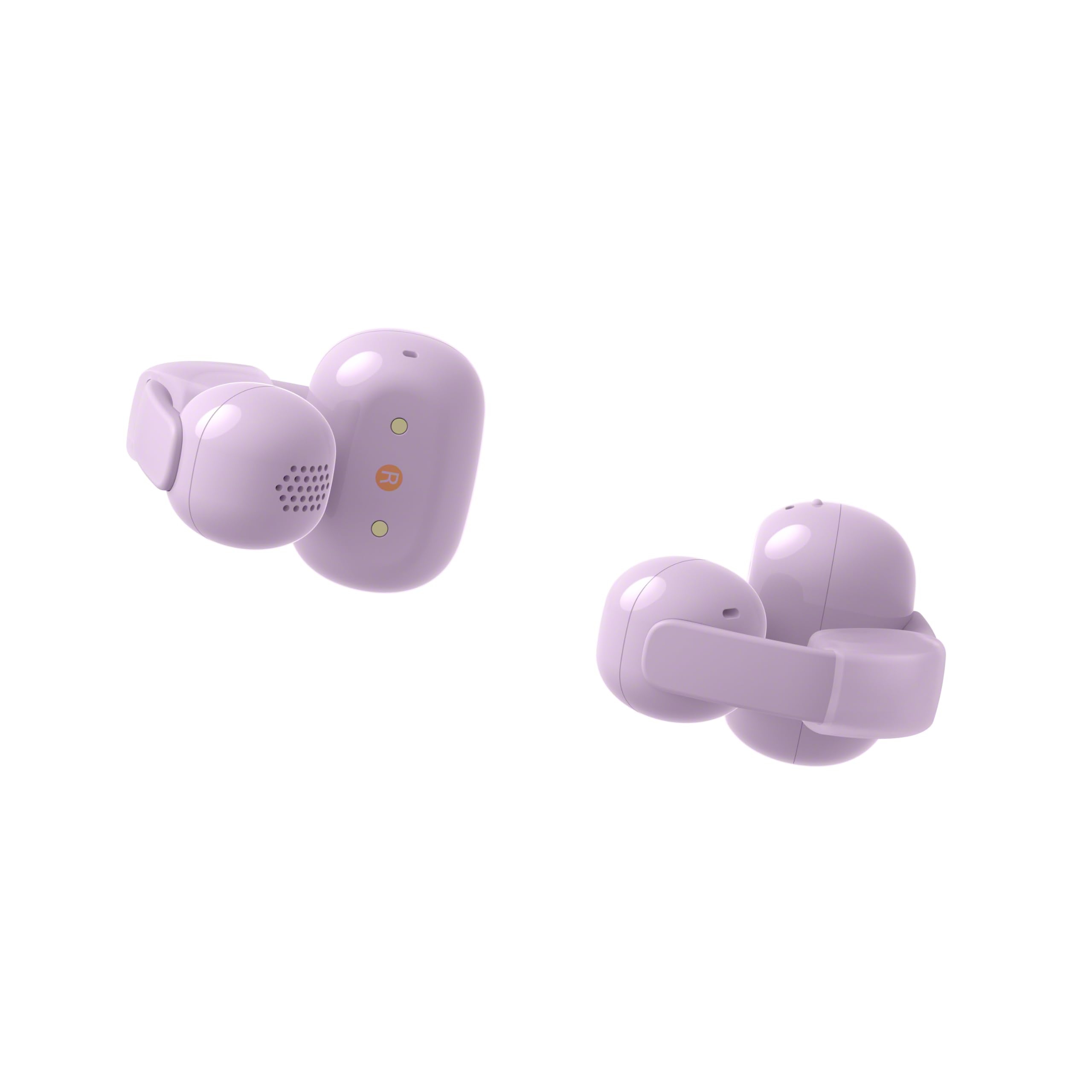 Sony LinkBuds Clip otwarte słuchawki z klipsem, 3 tryby słuchania i bogate brzmienie, IPX4, wyraźne rozmowy, do 37 h na baterii, asystent AI, sterowanie dotykiem, iOS i Android – Lawendowe