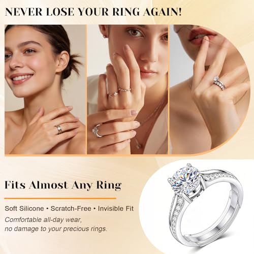 Image of Haiou 114Pcs Silicone Ring Size Adjuster for Loose Rings - Clear Invisible 3-in-1 Ring Guard for Women, Anti-Slip for Smart Rings & Wedding Bands