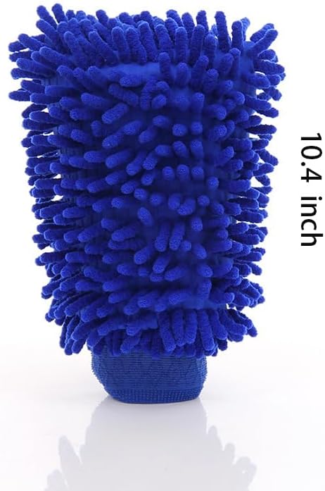 Eeghurt 2 Pcs Car Cleaning Glove, Car Cleaning Cloth Gloves Wash Mitts for Car Cleaning，Chenille Car Wash Mitt Kitchen Cleaning Tools (Blue)