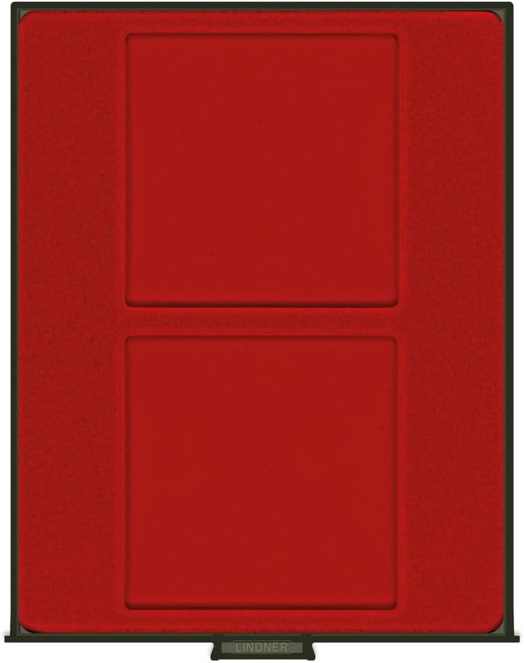 Lindner 2852 LINDNER Double-Coin Boxes with Square compartments-Smoked Glass/Dark red Insert