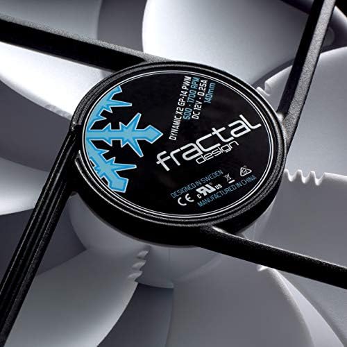 Fractal Design Dynamic X2 GP-14 PMW Computer Fan - Silent Fan - High Airflow  140x140x25 mm  1700RPM  FDB-Bearings  Trip Wire - Aerodynamically shaped struts  12v - Black/White (Single)