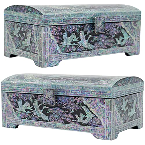 February Mountain Mother Of Pearl Jewelry Organizer Box With Tray Korean Traditional Art Work Jewelry Storage Box #TOP2