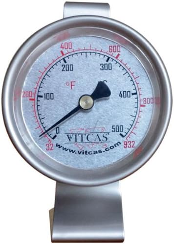VITCAS Pizza & Bread Oven Thermometer  Premium Quality material  For Wood Oven - Easy to read  Indoor and outdoor  Durable - 500 Degrees Celsius - Diameter 63.5mm