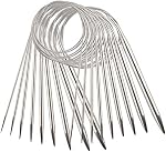 AIEX 9 Sizes Stainless Steel Circular Knitting Needles Set, Interchangeable Crochet Knitting Needles Yarn Needles for Weaving Project (2.5mm / 3.5mm / 4.5mm / 5.5mm / 6mm / 7mm / 8mm / 9mm / 10 mm)