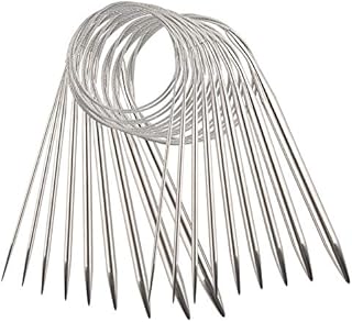 AIEX 9 Sizes Stainless Steel Circular Knitting Needles Set, Interchangeable Crochet Knitting Needles Yarn Needles for Weaving Project (2.5mm / 3.5mm / 4.5mm / 5.5mm / 6mm / 7mm / 8mm / 9mm / 10 mm)