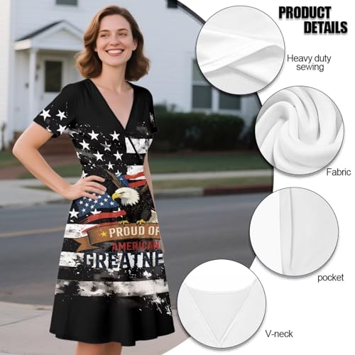 Image of Women's Summer Formal Dresses Short Sleeve Wrap V Neck Dresses Bridesmaid Wedding Guest Dress with Pockets