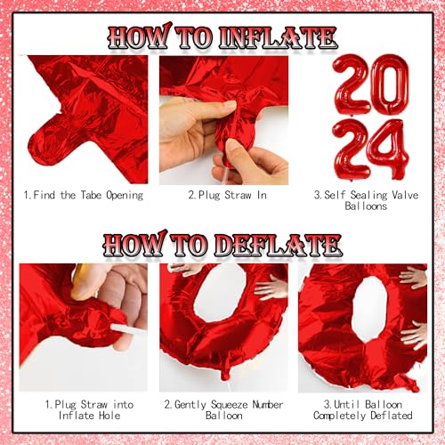 50 Pcs Congrats Grad Graduation Banner Latex Foil Balloon Decorations Class 2024 Personalized Class of 2024 Graduation Banner with 78 Alphabet Stickers Graduation Yard Sign Banner Personalized Red