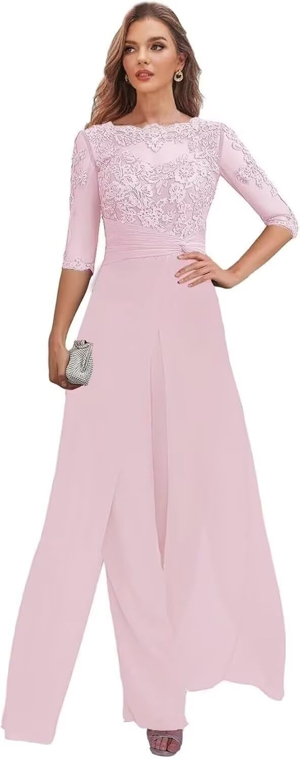 Mother of The Bride Pant Suits for Women Dressy Chiffon Jumpsuit Formal Outfit Wedding Guest Dresses