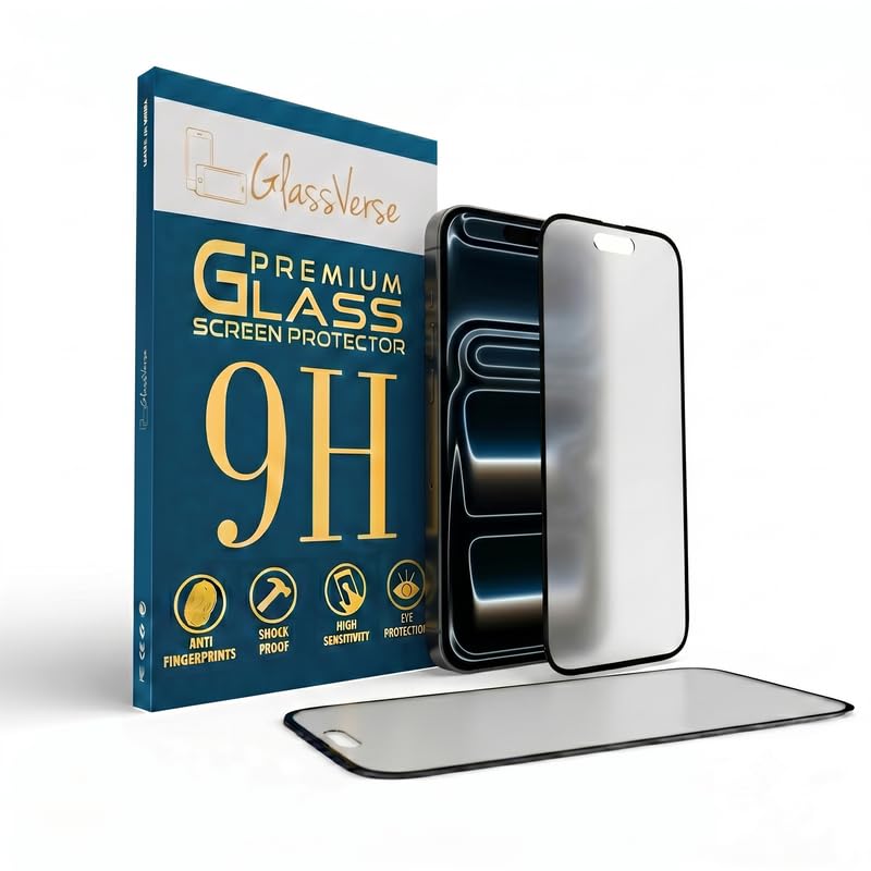 Image of GlassVerse 9H Tempered Glass For Apple Iphone 17 pro (Pack Of 2) with Free Installation Kit. Full screen Coverage - 6.3 inch