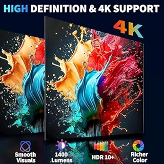 [Built-in Apps & 2026 Upgraded] Mini Projector Support 4K 1080P Auto Keystone 180° Rotatable with WiFi 6 and Bluetooth 5.4, Projector Portable Compatibile with HDMI/TV Stick/Memory Stick/Laptop-Black