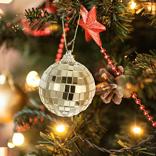 MILISTEN 24 peças de bolas de discoteca espelhadas para festa com efeito de luz penduradas)