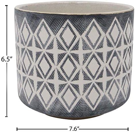 Amazon Brand – Rivet Geometric Ceramic Planter Pot, 6.5"H, Black