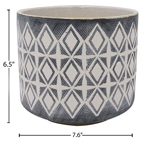 Amazon Brand - Rivet Geometric Ceramic Cylindrical Planter Pot, 6.5"H, Medium, Black #TOP2