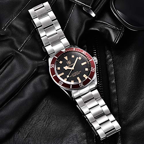 BENYAR Men's Automatic Watch, Stainless Steel Belt One-way Aluminum Bezel Fashion Casual Waterproof Mechanical Watch automatic - Image 4