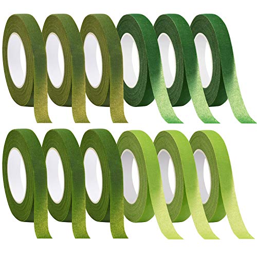 Livder 12 Rolls Floral Tapes Flower Adhesives for Stem Wrap Flowers Making