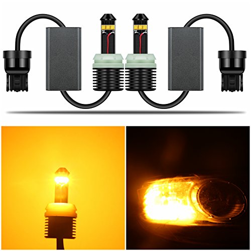Alla Lighting Directly Plug & Play T20 7440 CANBUS LED Signal Light 1300 Lumens Error Free 21W Extremely Super Bright Amber Yellow 12V W21W 7441 WY21W LED Bulbs for Car Turn Signal Blinker Light