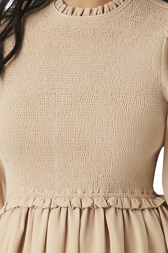 Image of Forever 21 Women's Smocked Chiffon Peasant-Sleeve Dress