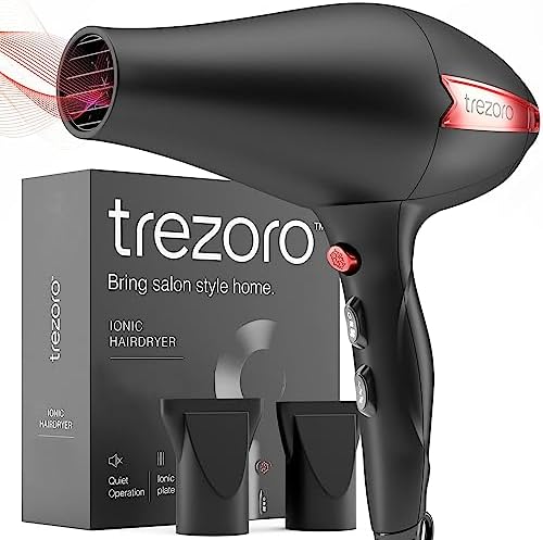 Professional 2200W Ionic Salon Hair Dryer - Professional Blow Dryer - Lightweight Travel Hairdryer for Normal & Curly Hair Includes Volume Styling Nozzle