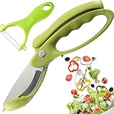 Salad Scissors Chopper, Vegetable Cutter for Butter Lettuce,Vegetable Slicer，Stainless Steel,Chop Salad Tongs with Adhesive Hanging Hook