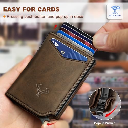 BULLIANT Men Wallet Leather Wallet Card Holders Money Clip for Men 10Cards-Magnetic Flip on Metal Case4