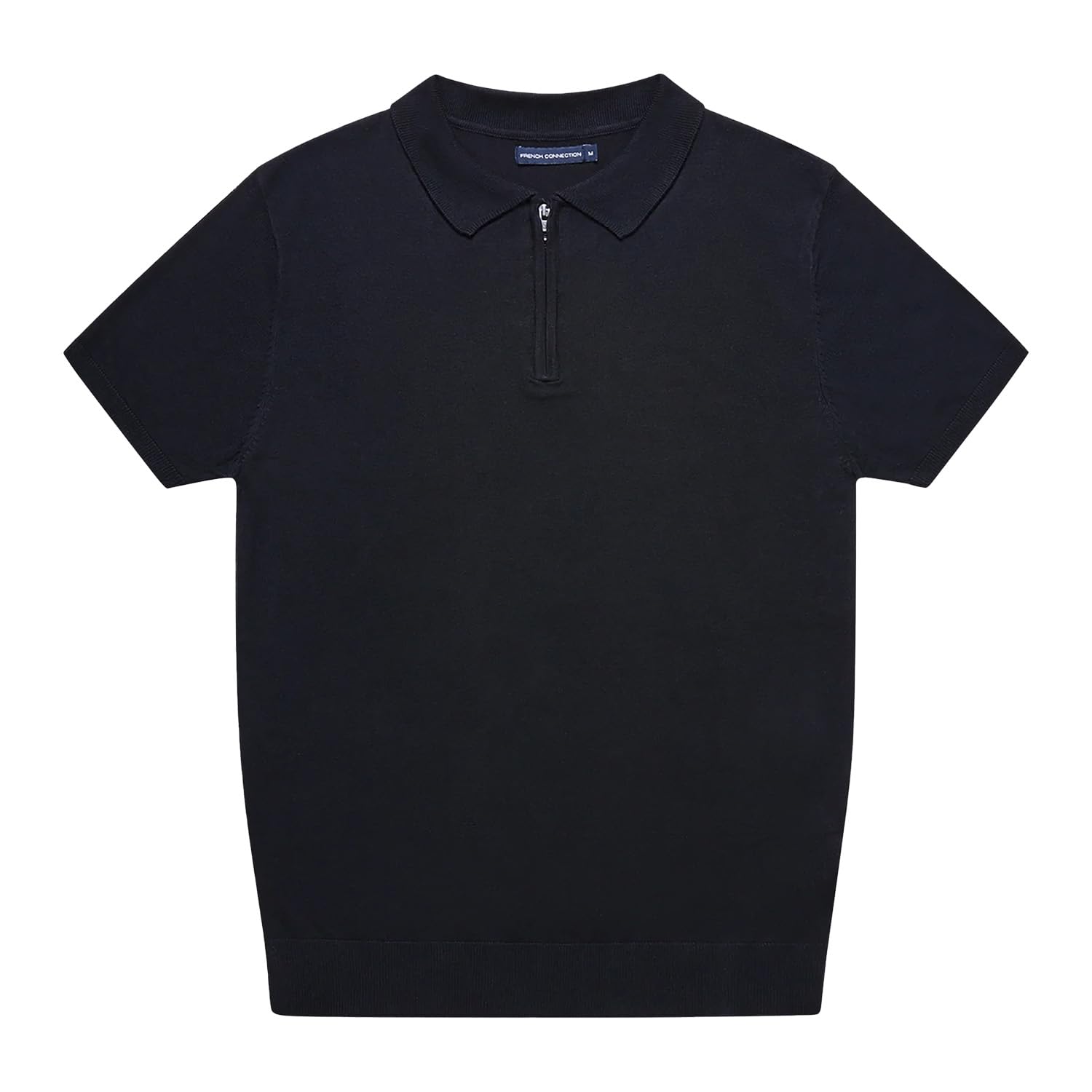 French Connection Men's Black Half Zip Polo Shirt-Medium